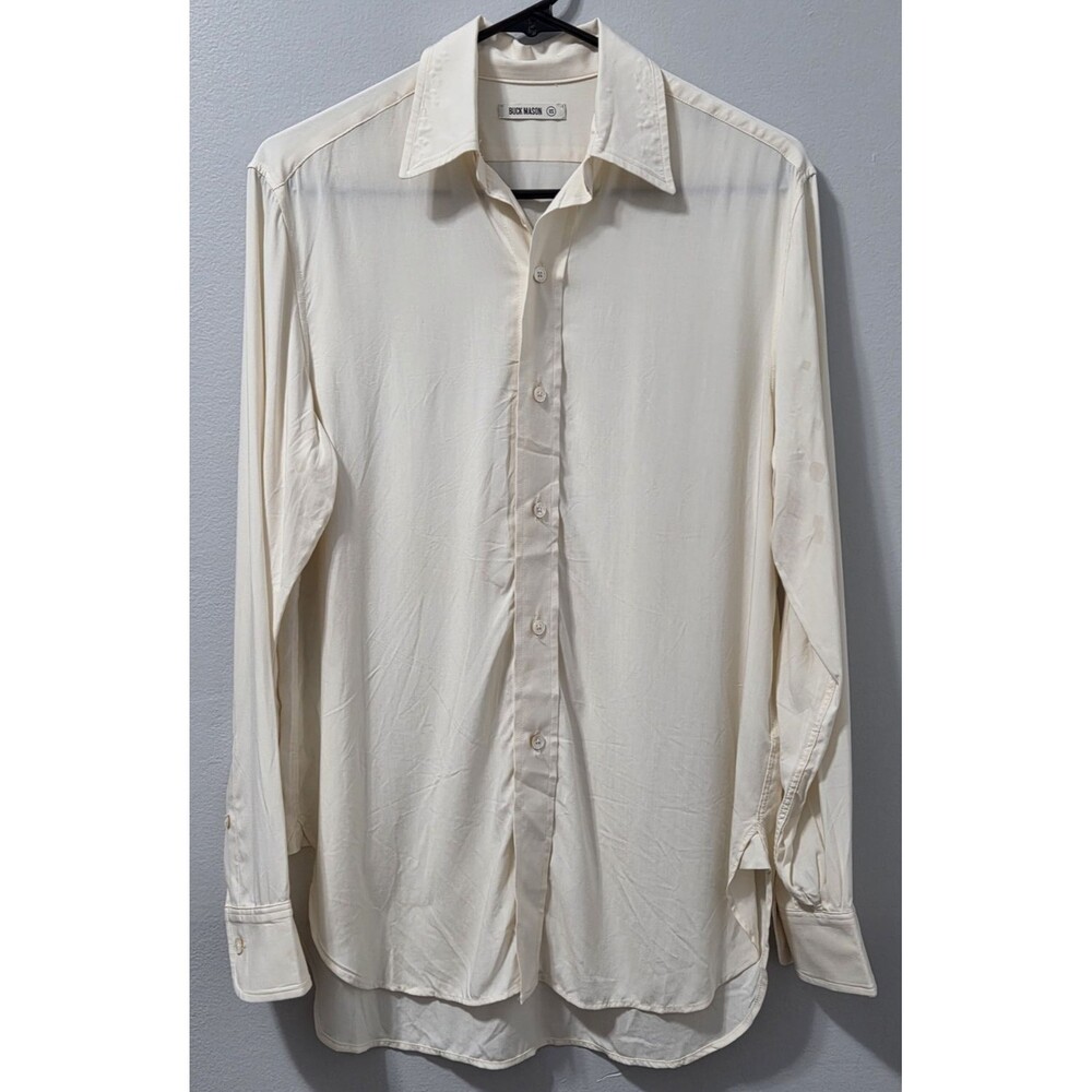 NWT Buck Mason The Poet Shirt Alabaster Rayon Button Front Blouse Womens XS $158